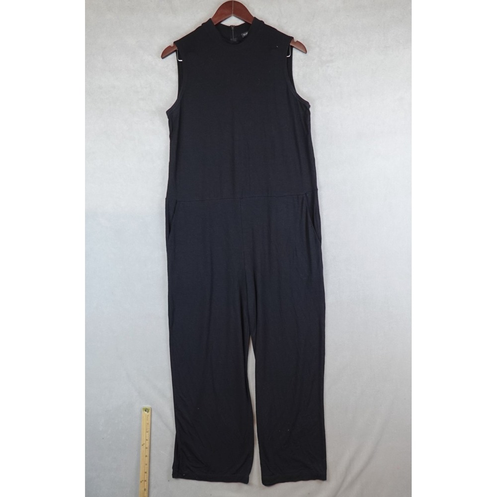 Eileen Fisher Jumpsuit Sleeveless Size Small Mock Neck Wide Legs Pockets